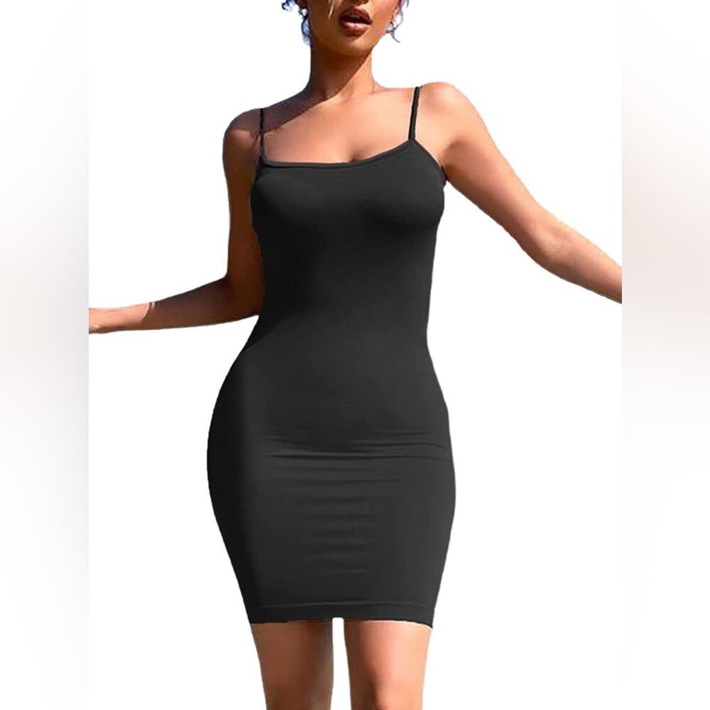 AnotherChill Black Casual Body Con Sleeveless Slip Dress  Size Small NWT